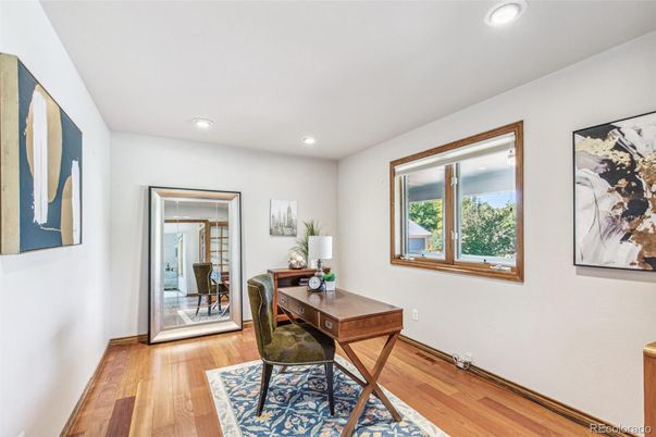 Home Office, Interior, Recessed Lighting, Wood Texture Flooring