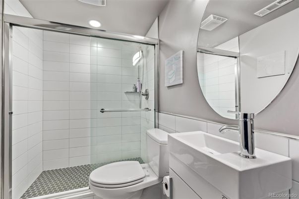 Bathroom, Glass Shower, Interior, Recessed Lighting