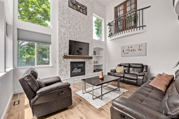 Fireplace, Interior, Living room, Stone Walls, Wood Texture Flooring