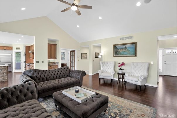 Interior, Kitchen, Living room, Recessed Lighting, Wood Texture Flooring