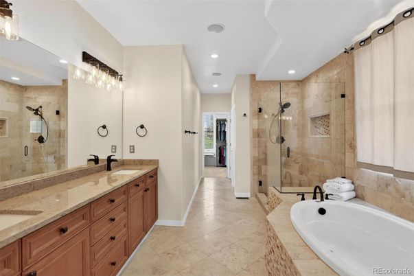 Bathroom, Dual Sink Vanities, Glass Shower, Interior, Recessed Lighting