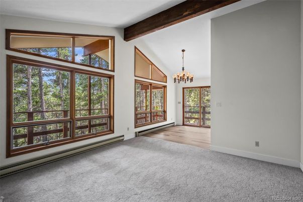 Chandelier, Empty room, Interior, Wooden Beams, Wood Texture Flooring
