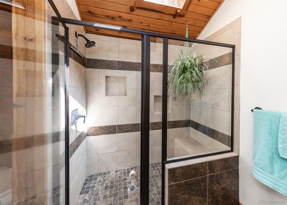 Bathroom, Glass Shower, Interior, Wooden Ceilings