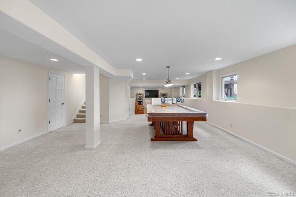 Billiard Table, Game Room, Interior, Pendant Lights, Recessed Lighting