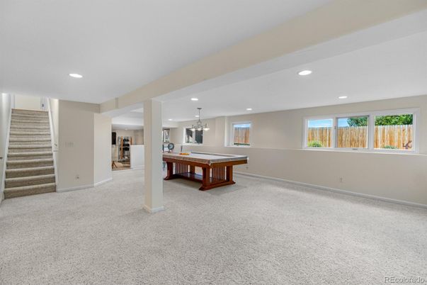 Billiard Table, Game Room, Interior, Pendant Lights, Recessed Lighting