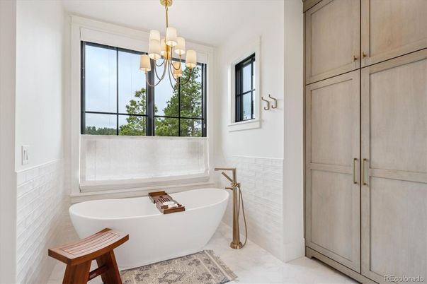 Bathroom, Chandelier, Free Standing Baths, Interior, Marble