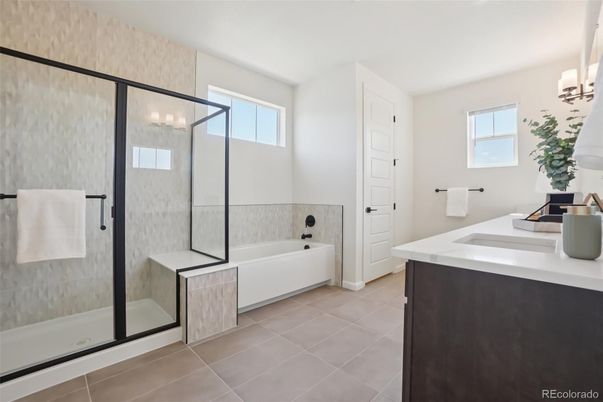 Bathroom, Dual Sink Vanities, Glass Shower, Interior