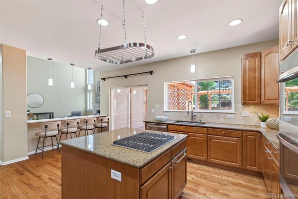 Interior, Kitchen, Pendant Lights, Recessed Lighting, Wood Texture Flooring