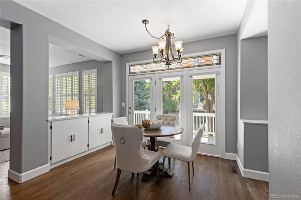 Chandelier, Dining room, Interior, Wood Texture Flooring