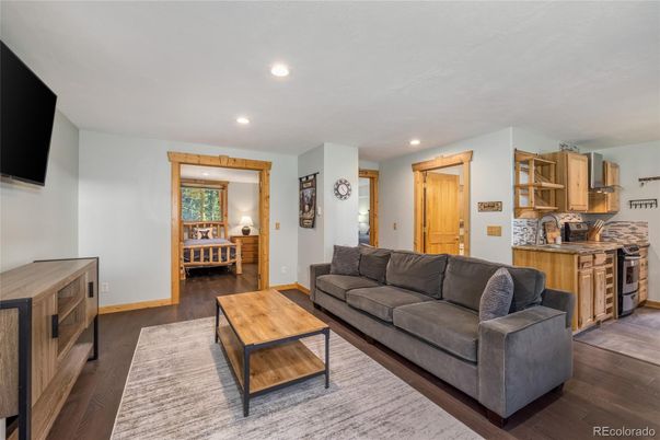 Interior, Kitchen, Living room, Recessed Lighting, Wood Texture Flooring