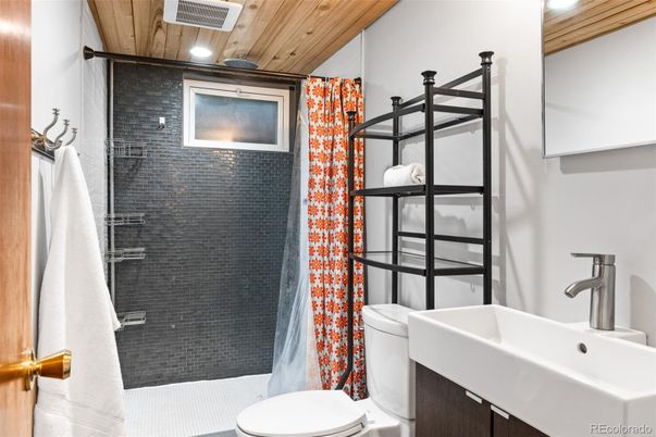 Bathroom, Interior, Recessed Lighting, Wooden Ceilings