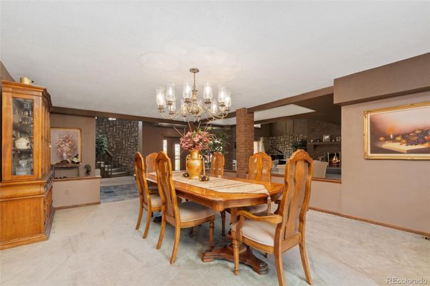 Chandelier, Dining room, Interior, Stone Walls