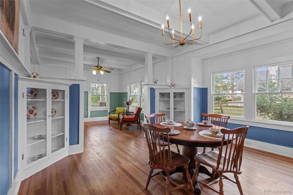 Chandelier, Dining room, Interior, Wood Texture Flooring