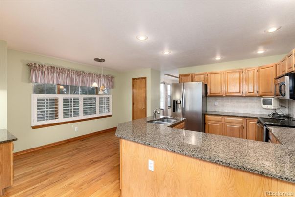 Interior, Kitchen, Pendant Lights, Recessed Lighting, Wood Texture Flooring