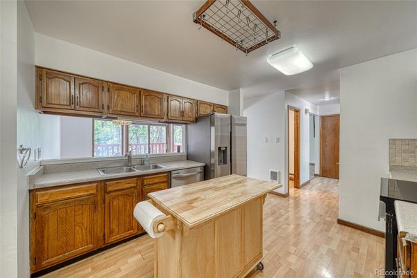 Interior, Kitchen, Stainless Steel Appliances, Wood Texture Flooring