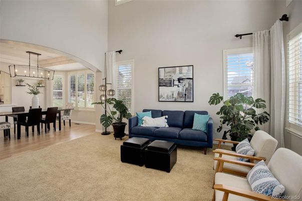 Dining room, Interior, Living room, Pendant Lights, Wood Texture Flooring