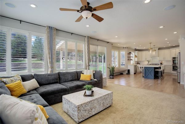 Interior, Kitchen, Living room, Pendant Lights, Recessed Lighting, Stainless Steel Appliances, Wood Texture Flooring