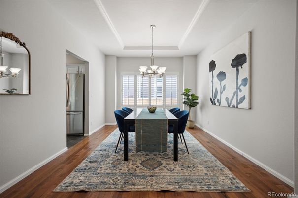 Chandelier, Dining room, Interior, Wood Texture Flooring