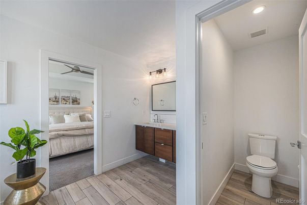 Bathroom, Bedroom, Interior, Recessed Lighting, Wood Texture Flooring
