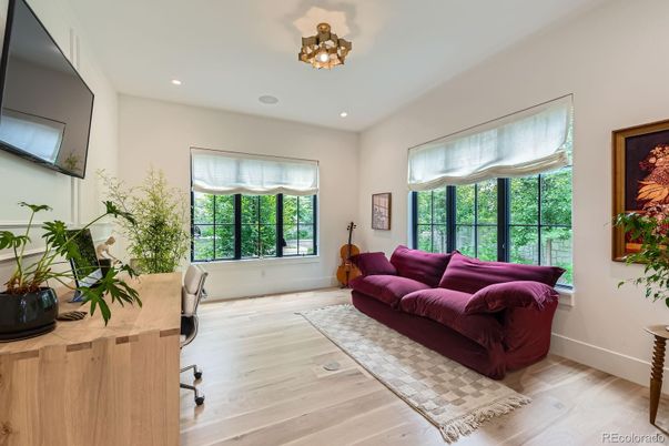 Home Office, Interior, Recessed Lighting, Wood Texture Flooring