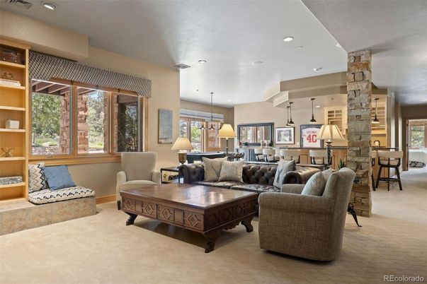Dining room, Fireplace, Interior, Living room, Pendant Lights, Recessed Lighting