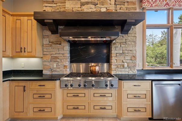 Interior, Kitchen, Stainless Steel Appliances, Stone Walls
