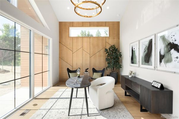 Interior, Pendant Lights, Recessed Lighting, Wood Texture Flooring, Wooden Walls