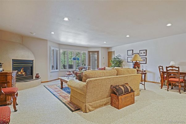 Dining room, Fireplace, Interior, Living room, Recessed Lighting