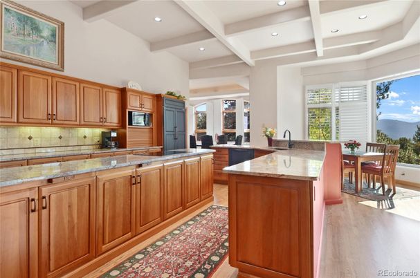 Dining room, Interior, Kitchen, Recessed Lighting, Wood Texture Flooring