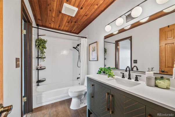 Bathroom, Interior, Wooden Ceilings, Wood Texture Flooring
