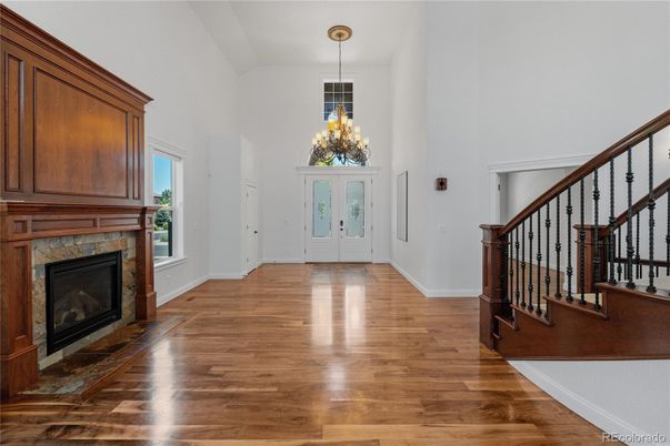 Chandelier, Fireplace, Interior, Pendant Lights, Wood Texture Flooring