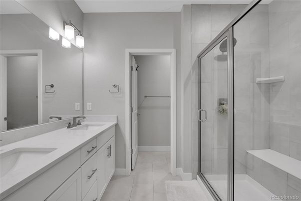 Bathroom, Dual Sink Vanities, Glass Shower, Interior