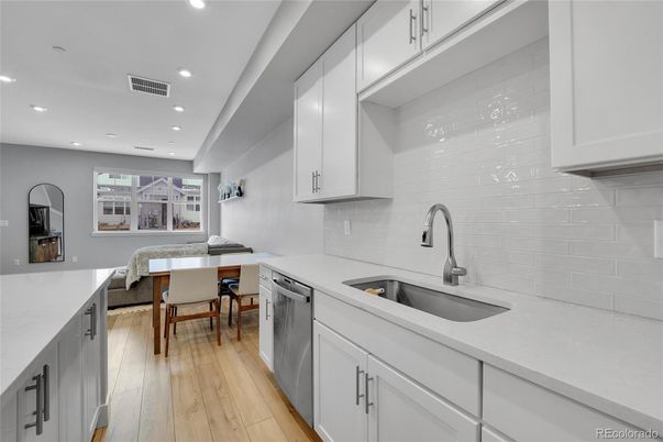 Dining room, Interior, Kitchen, Recessed Lighting, Wood Texture Flooring