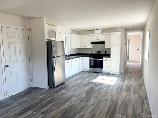 Interior, Kitchen, Recessed Lighting, Wood Texture Flooring