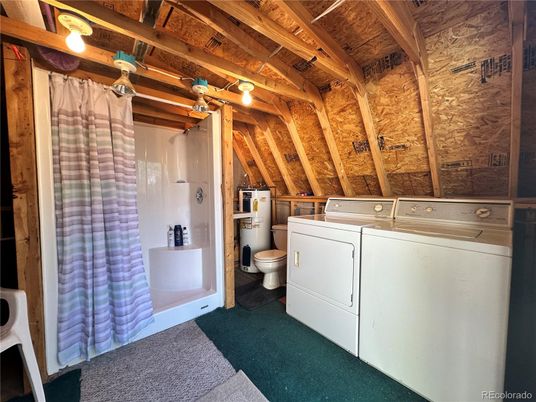 Bathroom, Interior, Washer, Wooden Beams, Wooden Ceilings