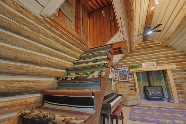 Fireplace, Interior, Piano, Wooden Walls
