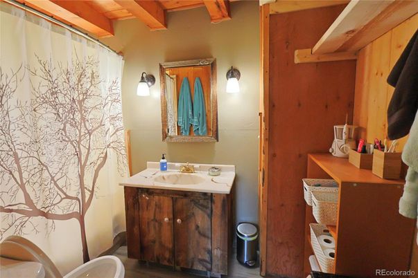 Bathroom, Interior, Wooden Beams