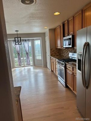 Interior, Kitchen, Pendant Lights, Recessed Lighting, Wood Texture Flooring