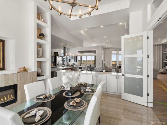 Dining room, Fireplace, Interior, Kitchen, Recessed Lighting