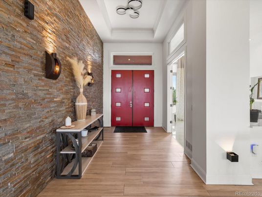 Interior, Stone Walls, Wood Texture Flooring