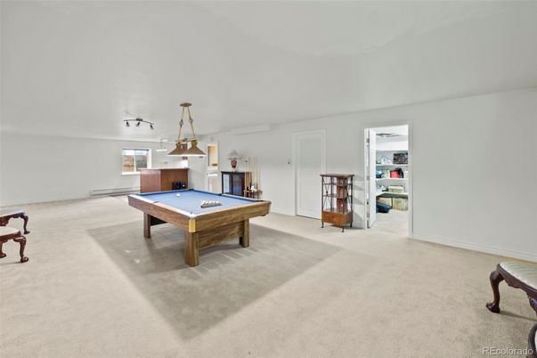 Billiard Table, Game Room, Interior, Pendant Lights