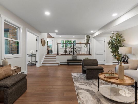 Interior, Living room, Recessed Lighting, Wood Texture Flooring