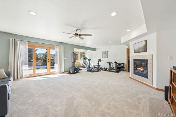 Fireplace, Fitness Equipment, Interior, Recessed Lighting