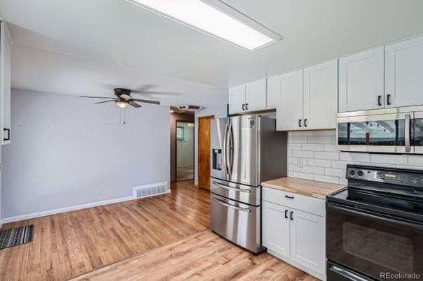 Interior, Kitchen, Stainless Steel Appliances, Wood Texture Flooring