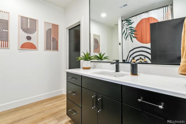 Bathroom, Interior, Recessed Lighting, Wood Texture Flooring