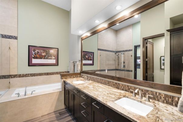 Bathroom, Dual Sink Vanities, Glass Shower, Interior, Recessed Lighting