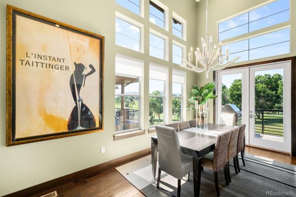 Chandelier, Dining room, Interior, Wood Texture Flooring