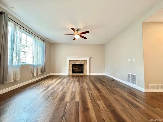 Empty room, Fireplace, Interior, Wood Texture Flooring