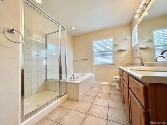 Bathroom, Dual Sink Vanities, Glass Shower, Interior, Recessed Lighting