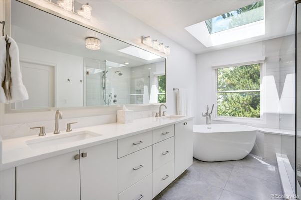 Bathroom, Dual Sink Vanities, Free Standing Baths, Glass Shower, Interior